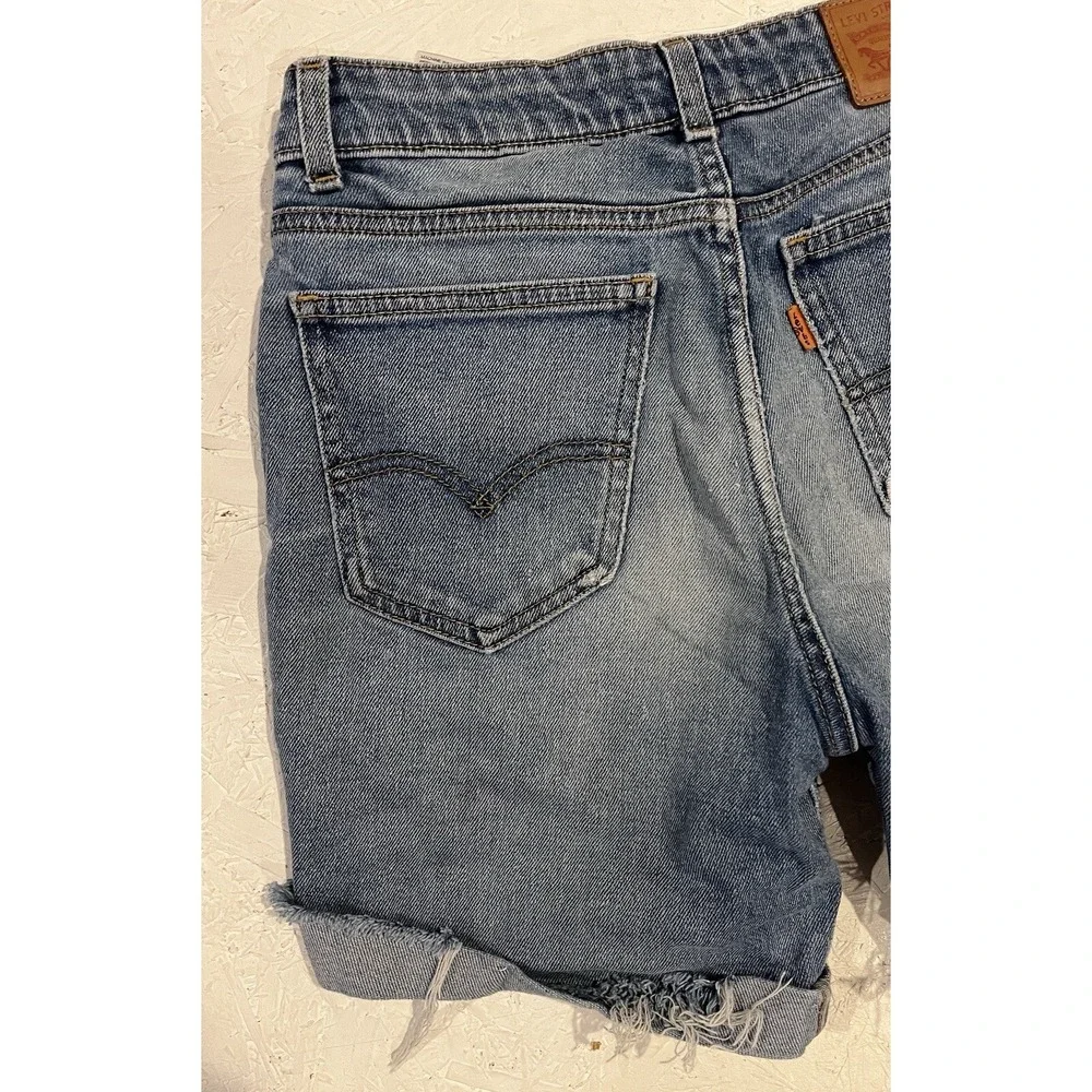Levis Orange Tab Vintage High Rise Skinny Denim Shorts Womens Size 27 Distressed